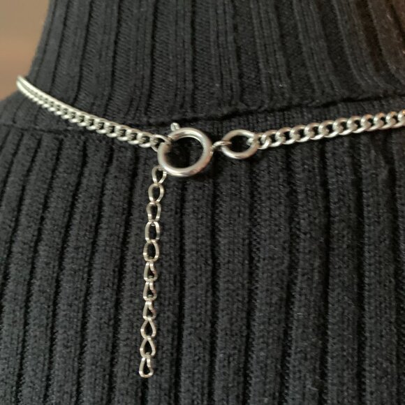 CREATION -  - Pendant necklace - long chain with violet beads central pieces - Picture 3 of 9